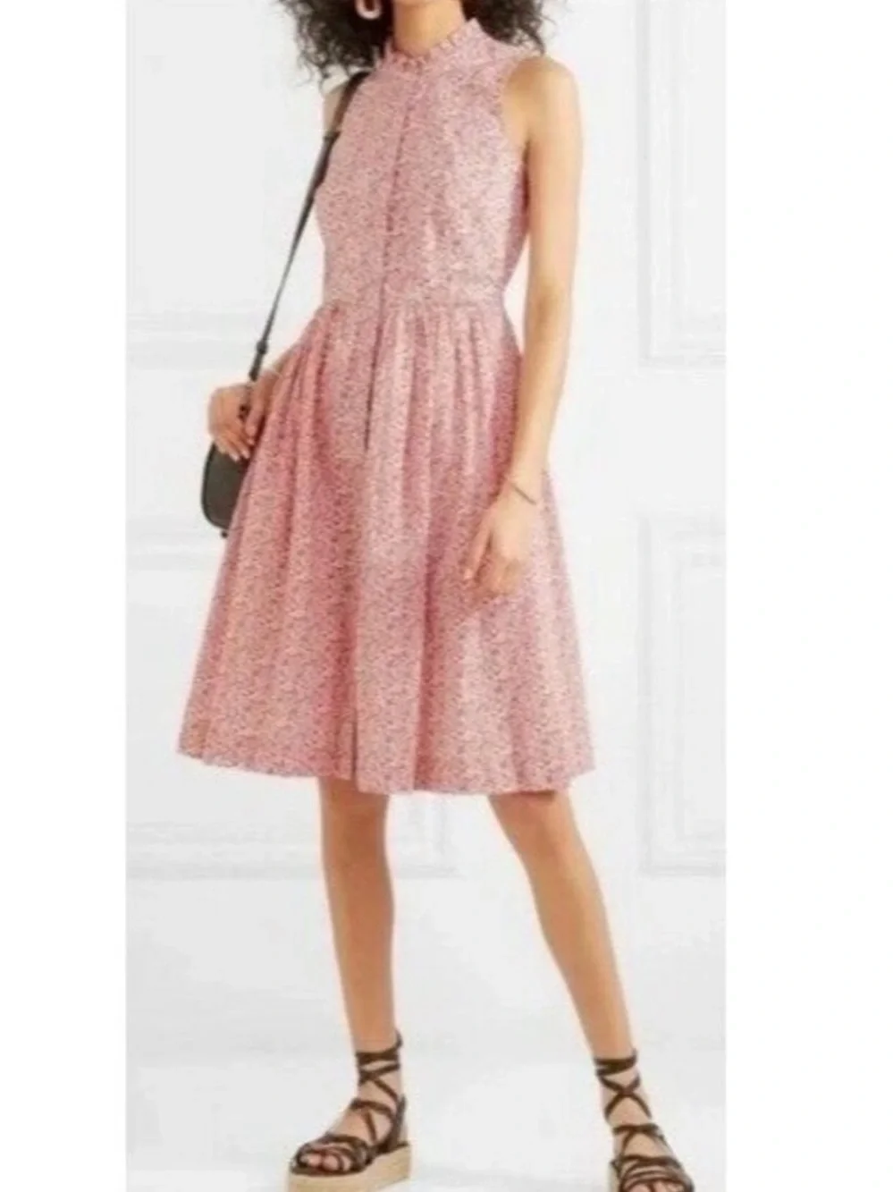 J.Crew Liberty floral print, red and white  button down dress